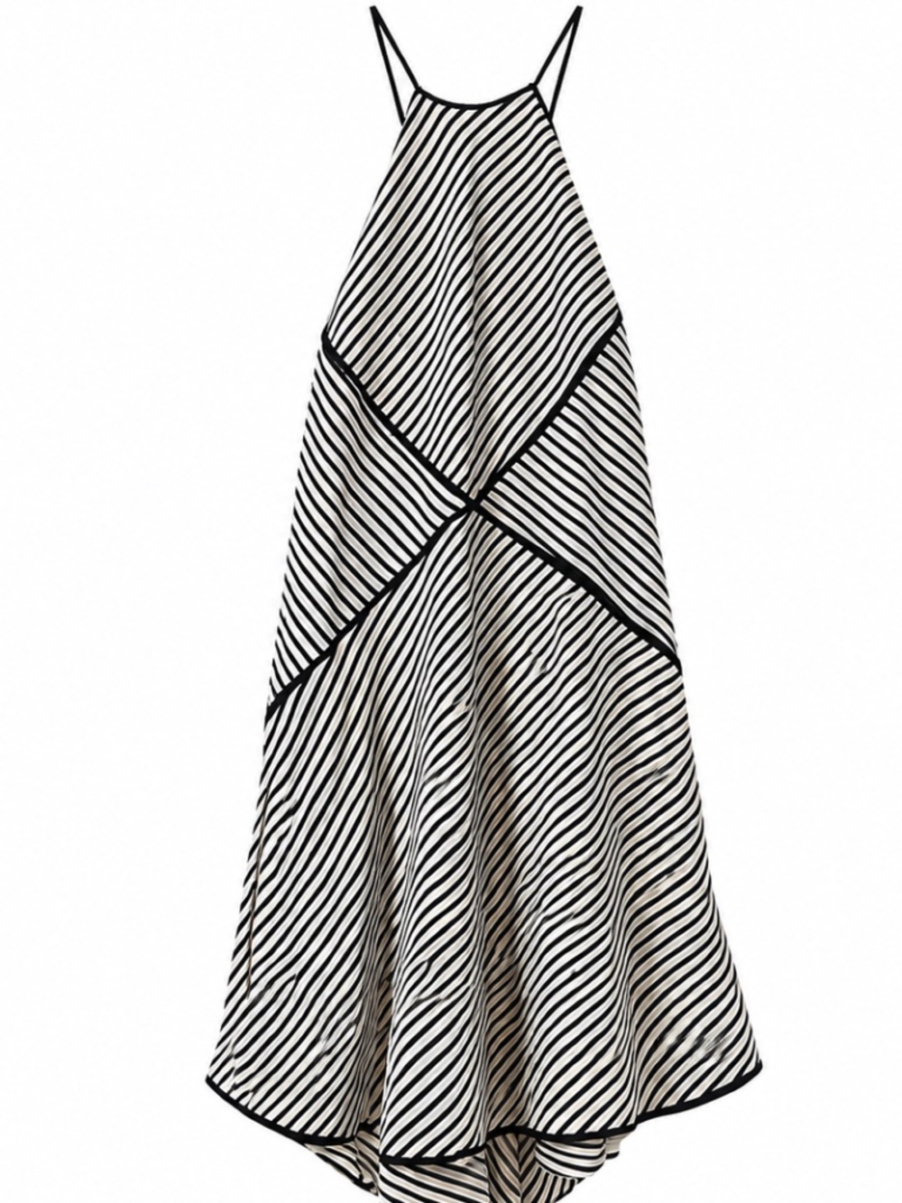 Max Studio Specialty Products 100% Silk Black White Striped Dress M NWT